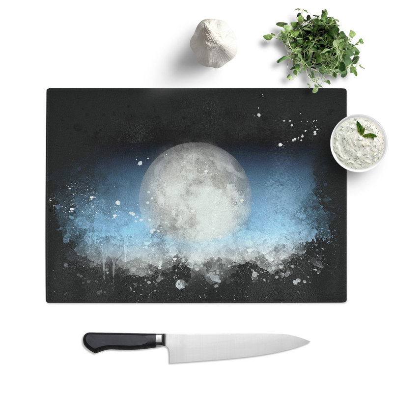 Tempered Glass the Moon Above Chopping Board, 20 cm x 28.5 cm