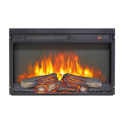 26 Inch Electric Fireplace Insert, Ultra Thin Heater, Log , Realistic Flame, Remote Control, 1400W Heat, 5000 'S, 11 Temperature Settings, 4 Adjustable Flame Brightness Insert With Timer, Brightness,