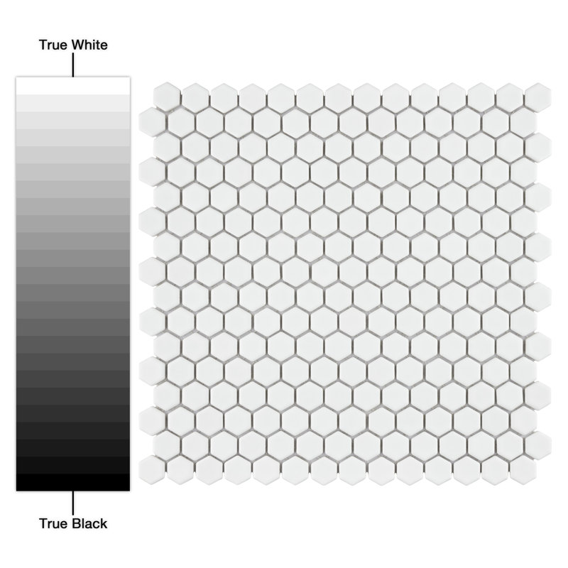 Colemena 0.77" x 0.77" Porcelain Honeycomb Mosaic Wall & Floor Tile, Milky White