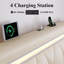 Base de lit plateforme, avec éclairage à DEL et station de charge, rembourrée avec tête de lit réglable / support en lattes de bois / haut-parleur Bluetooth-1833538201