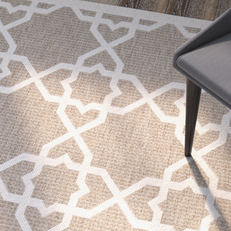 Tapis d'intérieur / extérieur à motif géométrique Dirks Performance, Rond 6 pi 7 po