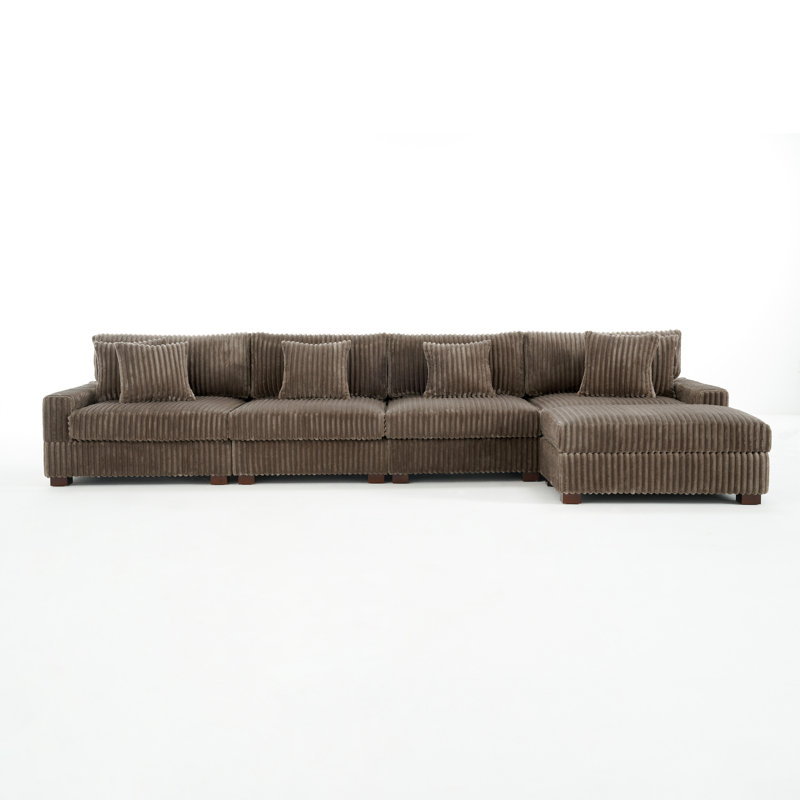 5 Seater Seating Component, Light Brown Faux Fur