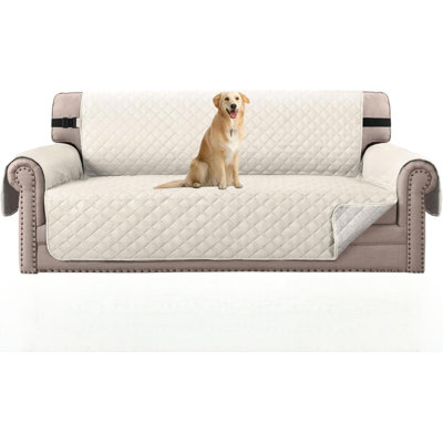 Washable furniture protector waterproof sofa cover with anti-slip elastic band (sofa, ivory/beige)