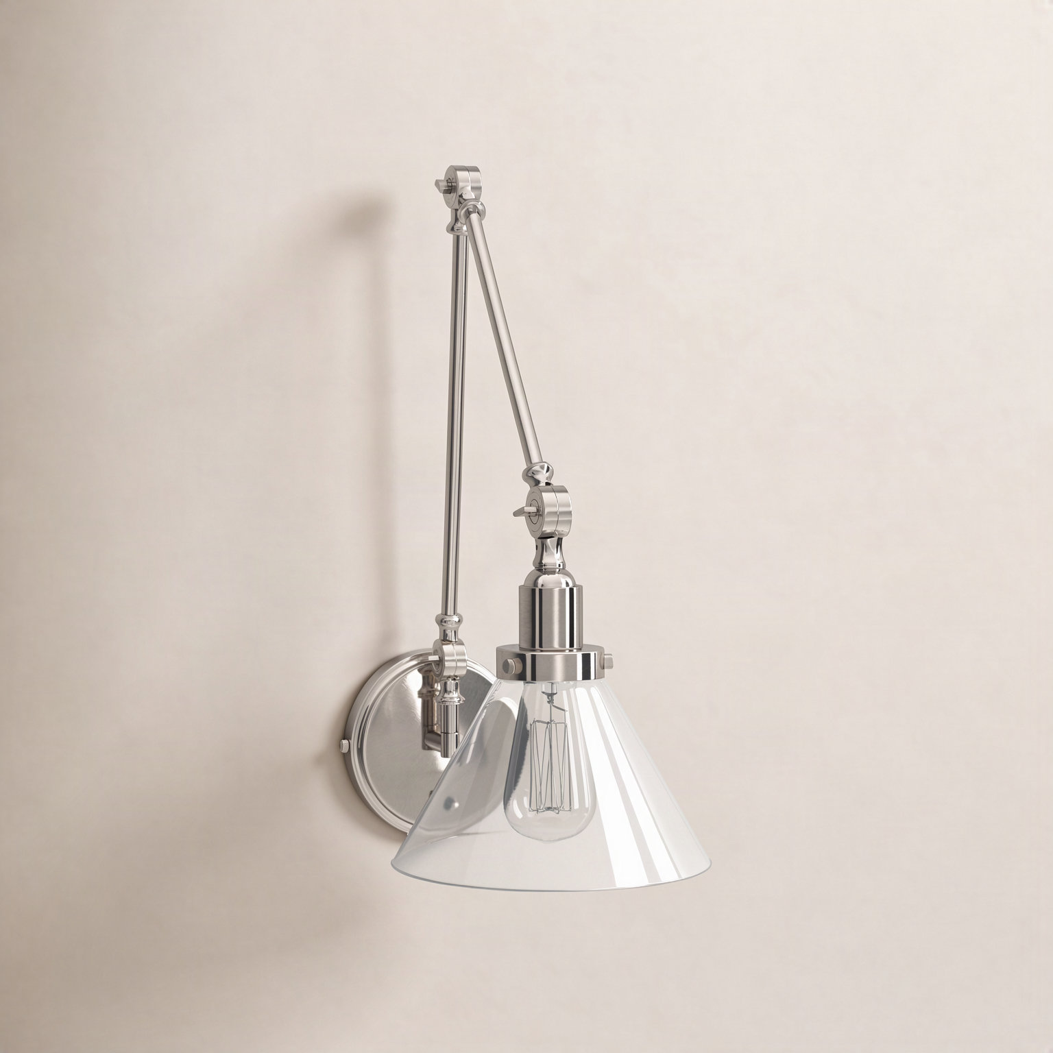 Catalina Single Light Swing Arm Sconce, Polished Nickel