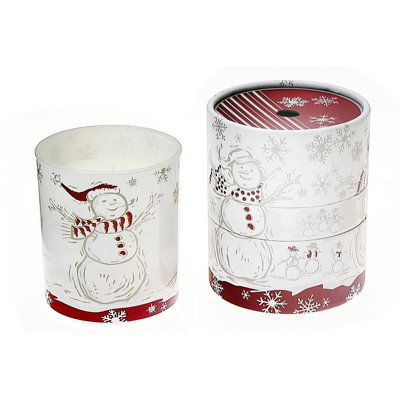 Scented Snowman Glass Candle Cranberry Cassis