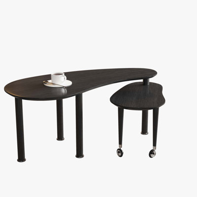 Table basse rotative à 360 degrés avec plateau en placage de chêne à grain de bois pour le salon, la chambre à coucher, table basse rotative avec pieds en bois d'hévéa massif, peinture PU imperméable et résistante à l'usure