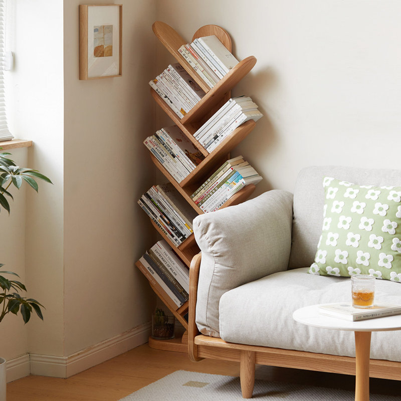 10-Tier Tree Bookshelf, Solid Wood Vertical Tree Bookcase