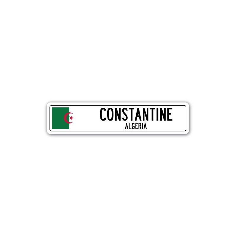 Plaque de rue en aluminium Adilynn Constantine, drapeau de l'Algérie, H 8 po x l 36 po x P 1 po