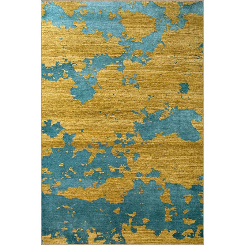 Tapis jaune lavable à motif de mappemonde, Tapis de couloir 2 pi 6 po x 6 pi 7 po inclus