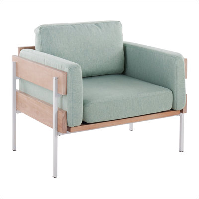 Chaise d'appoint en métal, bois naturel et tissu
