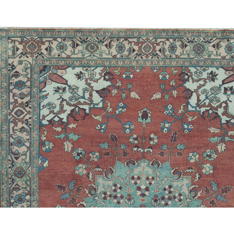 Tapis rouge et rose noué à la main de haute qualité