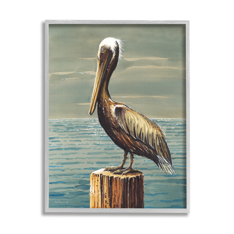 «Pelican and Cloudy Seascape» par John Rossini, reproduction d'art sur toile, Estampe numérique Farmhouse