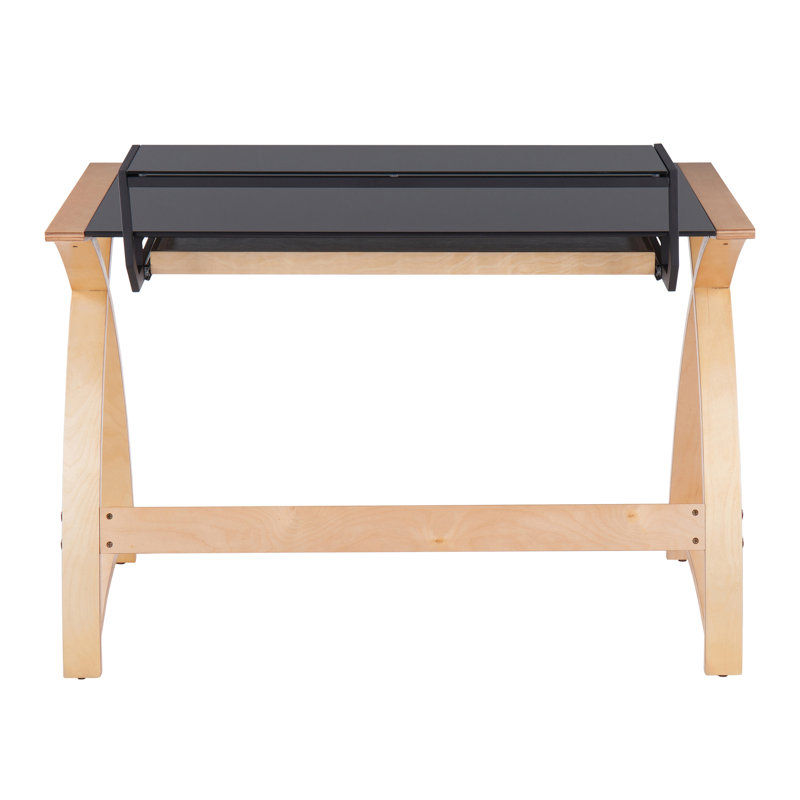 Bureau Mid-Century moderne en bois et verre