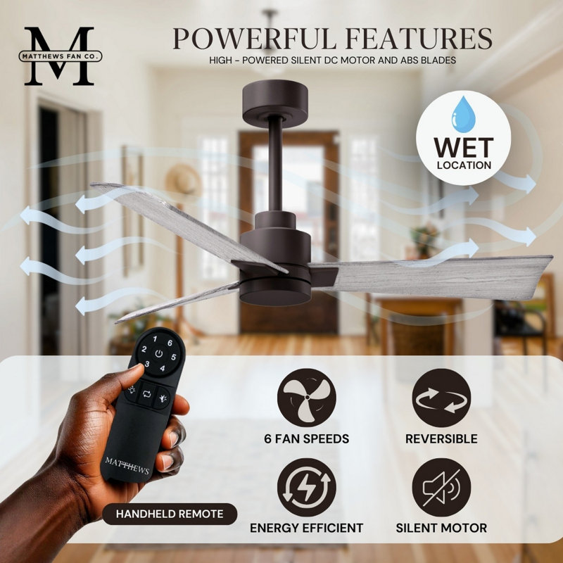 Alessandra Outdoor Downrod Ceiling Fan, Textured Bronze, Barn Wood Tone