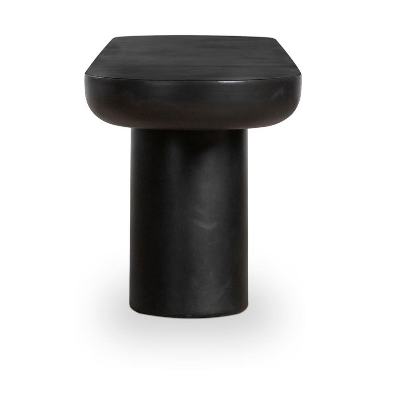 Ansel Stone Garden Bench, Black, 18.5"H x 68.0"W x 18.5"D