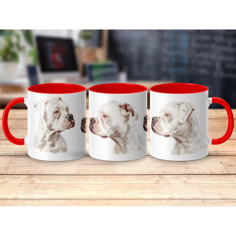 Artistic White Boxer Dog Design 11oz Coffee Mug, 2