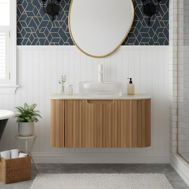 Meuble-lavabo mural simple 30 po avec lavabo, 30"