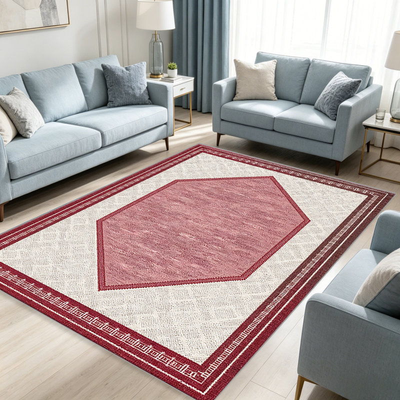 Minimal Border Red carpet-easy to clean, machine-washable, soft and comfortable; suitable for door mats, kitchens, living rooms, bedrooms, corridors, and laundry areas. Easy to clean, durable carpet for home decoration.
