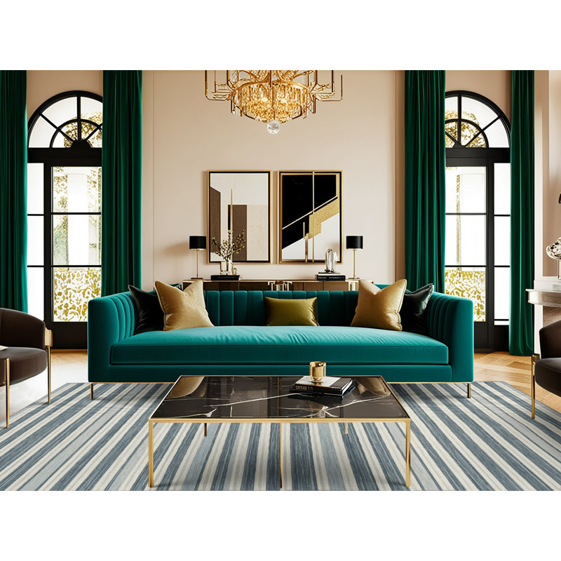  Tapis lavable rayé bleu pâle et blanc, Rond 4 pi
