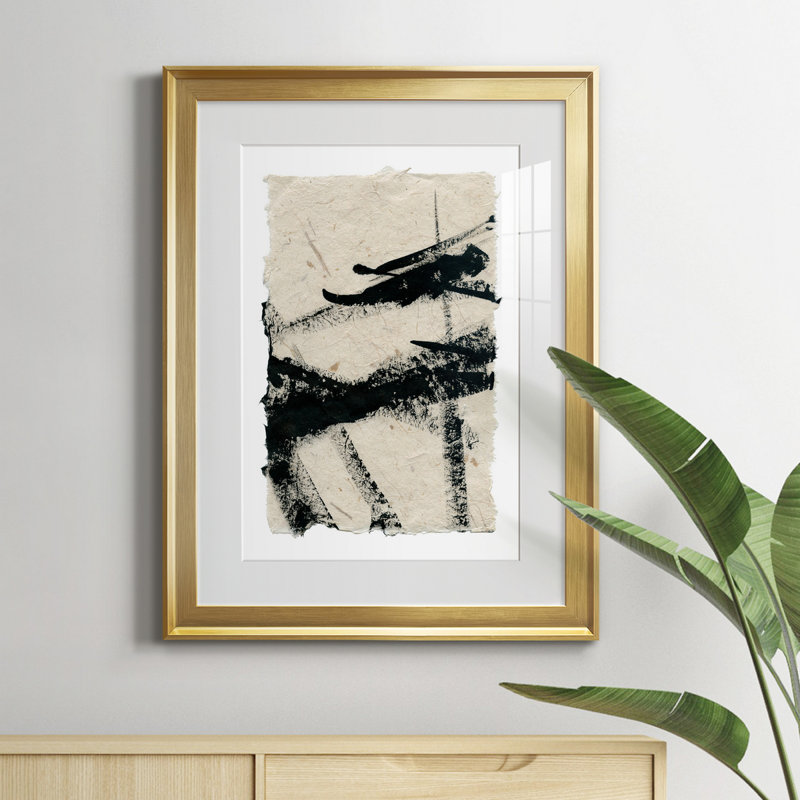 «Lines Crossed II», peinture sur toile encadrée, H 18,5 po x l 24,5 po x P 1,5 po, Or