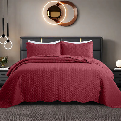 Embossed Microfiber Quilt Coverlet Set