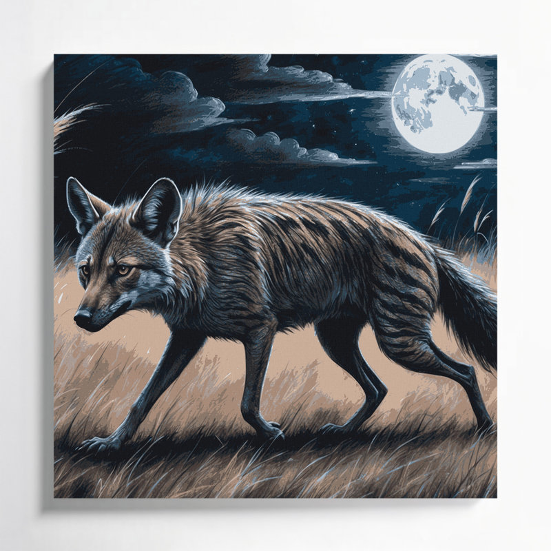Faune loup gris, art mural sur toile, H 12 po x l 12 po