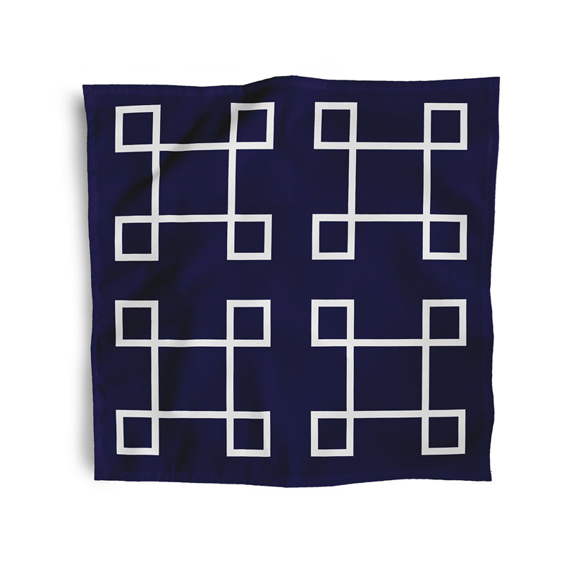 Kuse Polyester Geometric Square Napkin, 18" W x 18" L, Navy