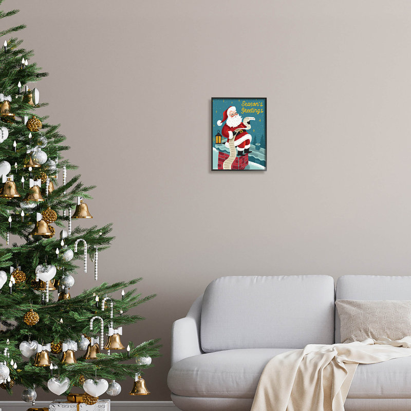 Season's Greetings Santa's List at-122, Giclée encadrée noir minuit, H 14 po x l 11 po x P 1,5 po