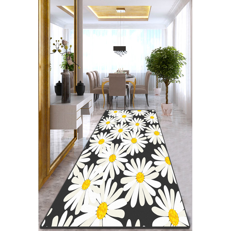Tapis noir / blanc Mccallum, Rectangle 2 pi 7 po x 4 pi 7 po