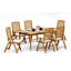8 Seats 9 Pcs Grade-A Teak Wood Dining Set: 71" Rectangle Table And 8 Ashely Folding Reclining Arm Chairs #11AS1608-1208003847