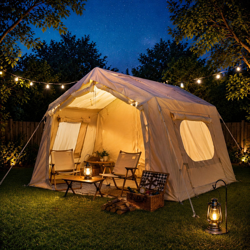 Tente de camping gonflable d'extérieur 10,5 pi x 8 pi avec pompe pour 4 à 5 personnes