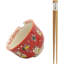 Ensemble de bol décoratif en porcelaine colorée avec des baguettes en bambou Maneki Neko Trinx