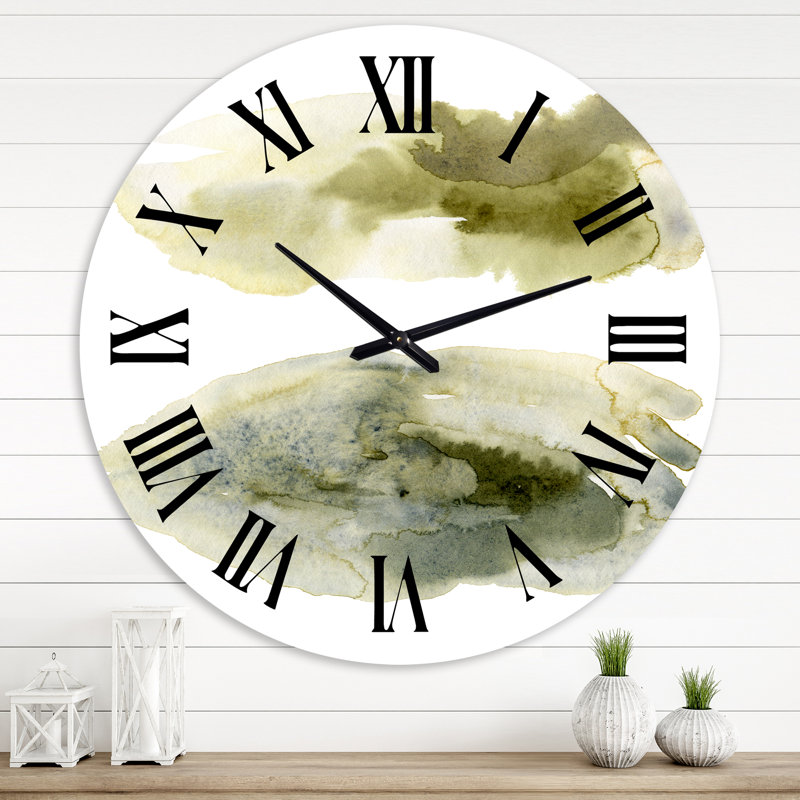 Nuage abstrait vert foncé I - horloge murale moderne, Moyenne