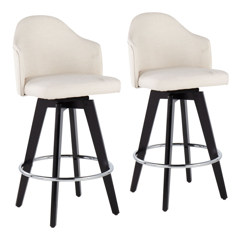 Arabelle Swivel Upholstered Counter Stool, Cream, Black/Chrome, Counter Stool (26" Seat Height)