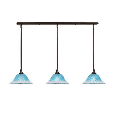 3 Light Stem Hung Linear Pendalier Shown With 10" Crystal Glass