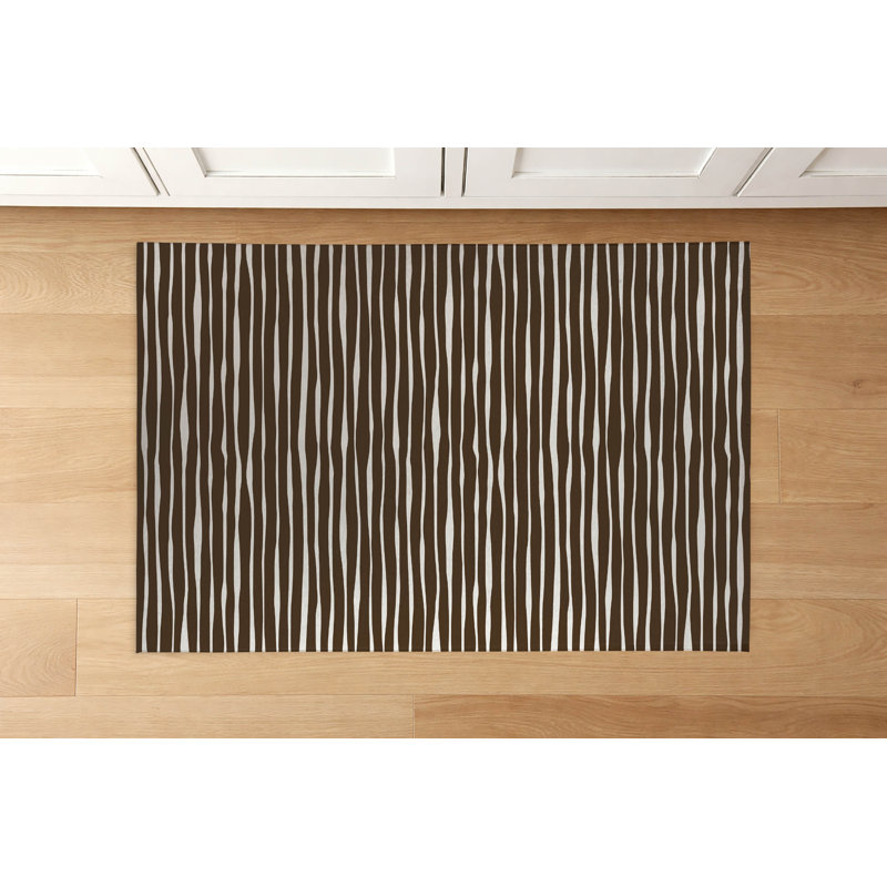 Tapis de cuisine Sploog, Rectangle 4' x 6', Mocha Brown Striped