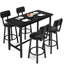Ensemble de table de bar industrielle avec 4 tabourets de bar rembourrés, ensemble table et chaises de salle à manger hauteur comptoir avec tabourets avec dossier pour coin repas de cuisine ou petit espace-825461516