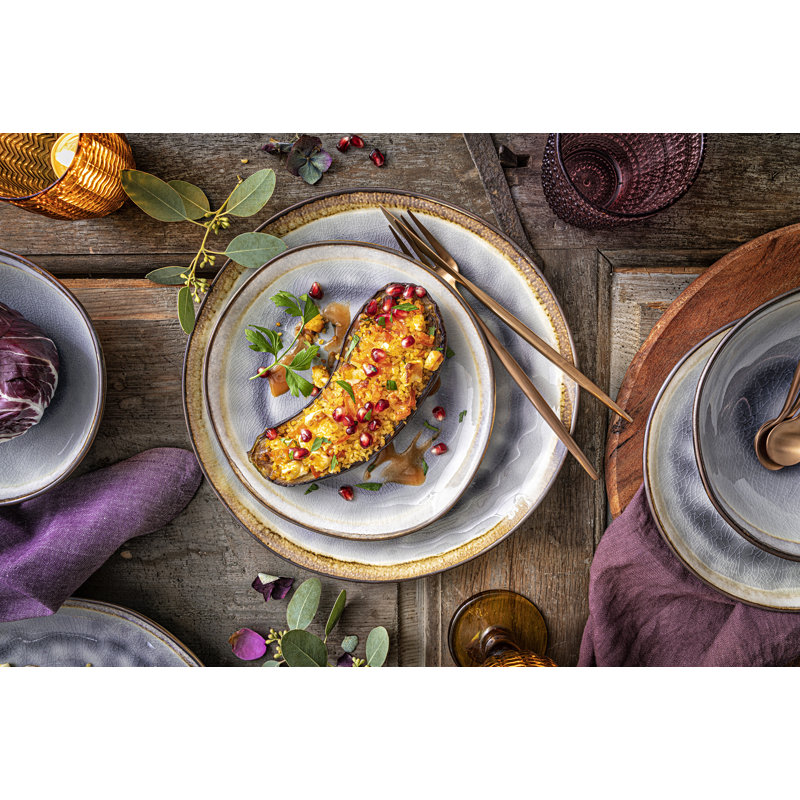 Ruth 12 Piece Dinnerware Set, Service for 4, Purple