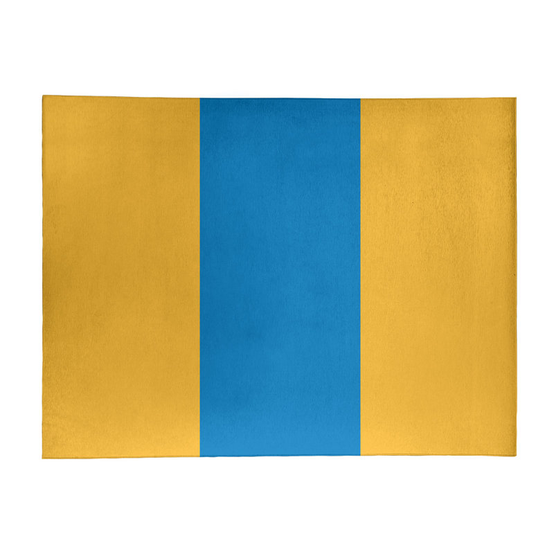 Tapis jaune/bleu rayé, Rectangle 8 pi x 10 pi