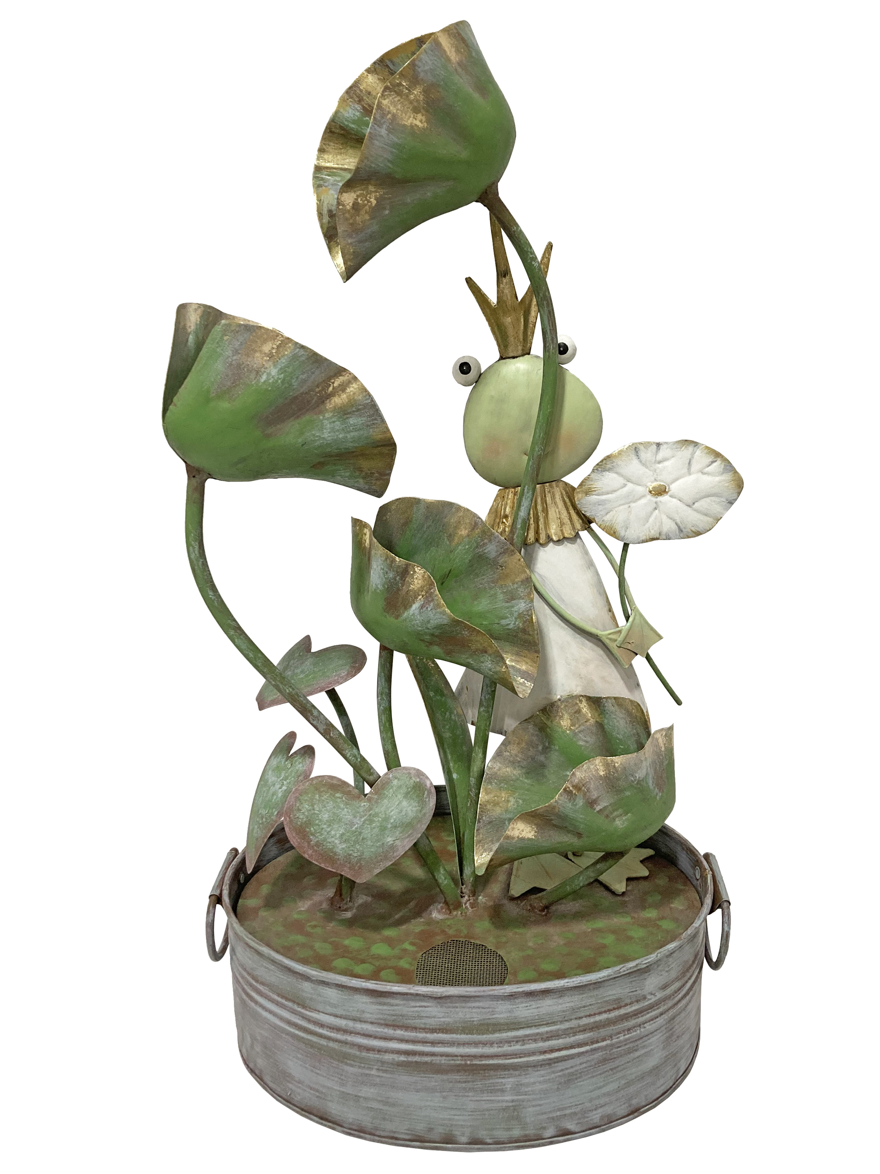 Continental Art Center Outdoor Metal Frog Table Top Decorative Water Fountain Yard Art, image size:3024x4032