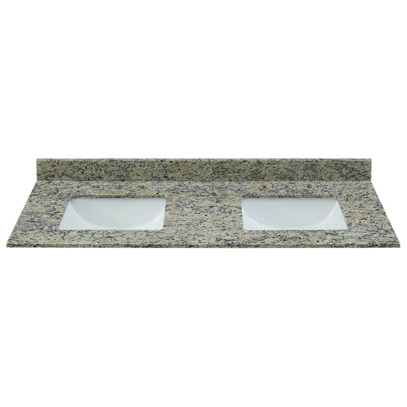 Plateau de meuble-lavabo double 61 po en granite clair avec lavabo 61 po Santa Cecilia, Lumière Santa Cecilia