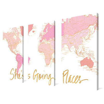 706-7415 " She's Going Places, 3 Piece Canvas " by Elizabeth Medley 3 - Pieces
