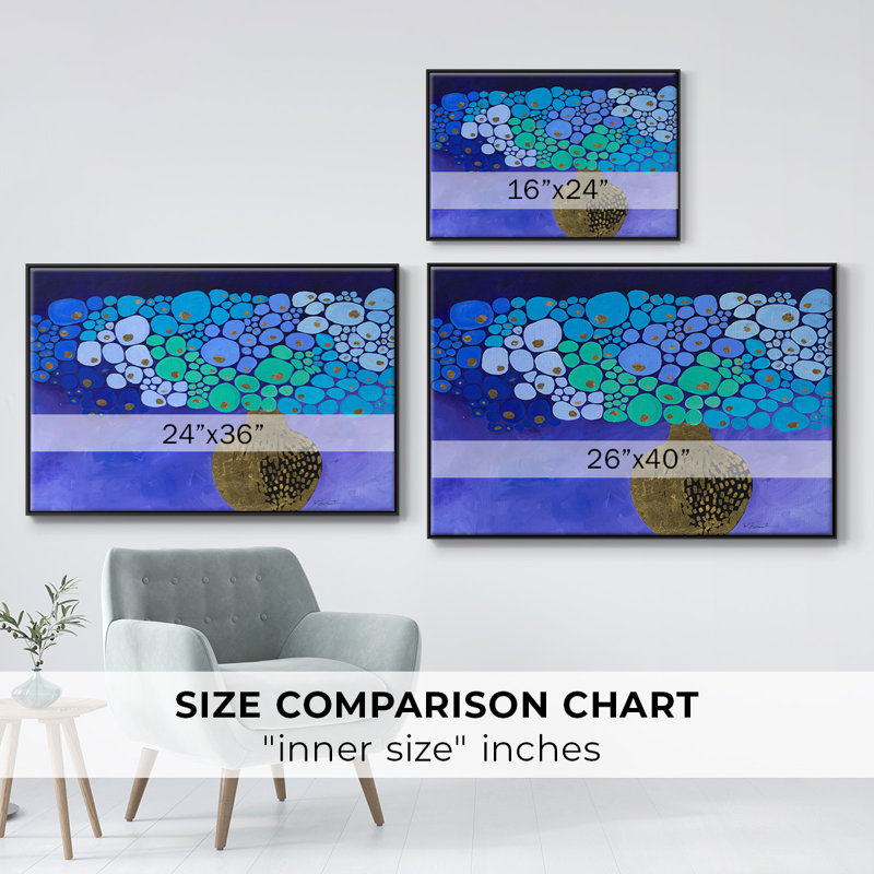 Blue Poppies II, reproduction d'art sur toile, Toile avec cadre flottant noir, H 17 po x l 25 po x P 2 po