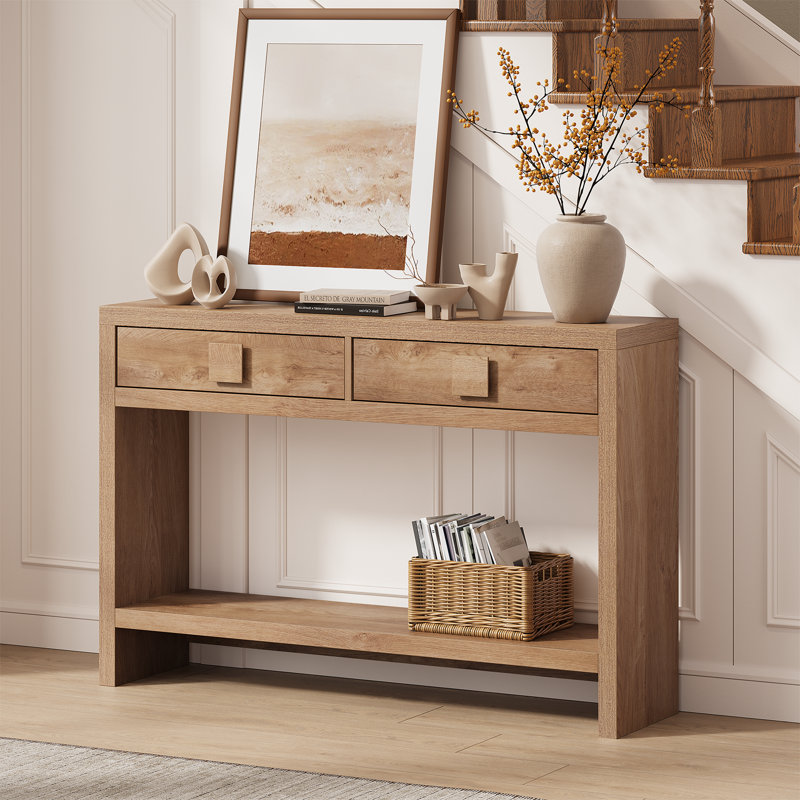 Console en bois avec 2 tiroirs, table de canapé pour le couloir, le vestibule, le salon, H 31,5 po x l 47,3 po x P 11,9 po
