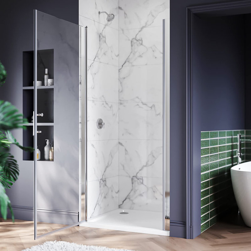 29.5'' - 31'' W x 72'' H Pivot Frameless Shower Door with Clear Tempered Glass