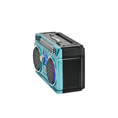 Haut-parleur portatif Bluetooth® avec radio et batterie rechargeable Emerson - turquoise