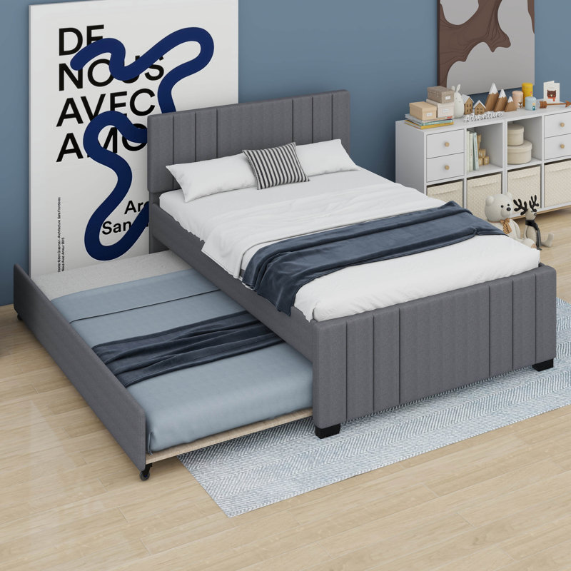 Full Upholstered Platform Bed with Trundle