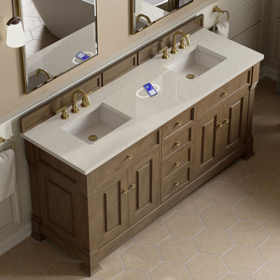 Meuble-lavabo double 72 po avec chargeur sans fil Freepower Brookfield