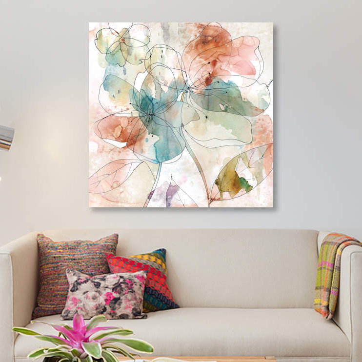 « floral flow ii », impression sur toile, H 18 po x l 18 po x P 1,5 po
