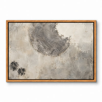 Croissant gris avec petits coups de pinceau gris anthracite, art mural sur toile encadré, art mural décoratif pour le salon, la chambre à coucher, le bureau et la maison